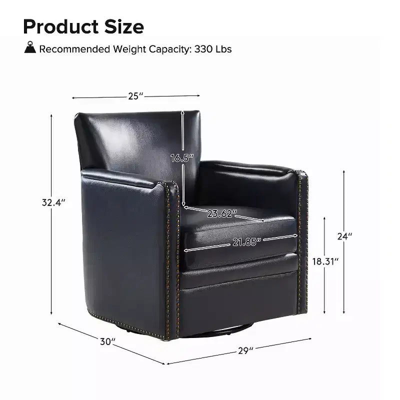 Fauteuil pivotant Gabino 29 large en cuir véritable, lot de 2 | ART OF LIVING DESIGNS