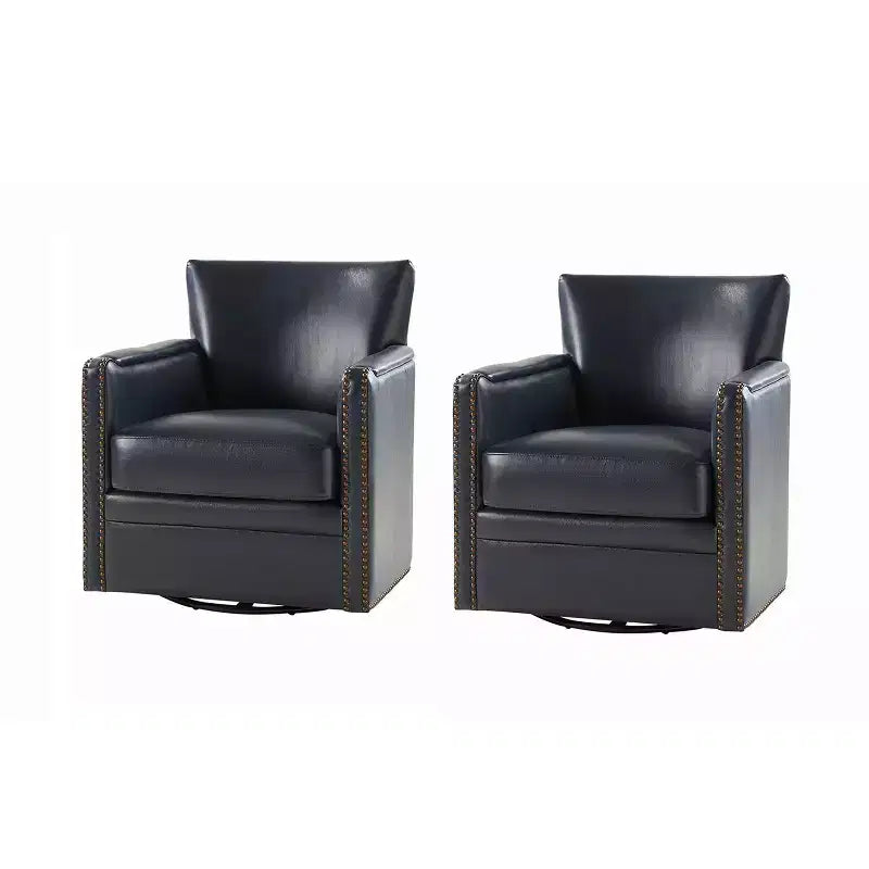 Fauteuil pivotant Gabino 29 large en cuir véritable, lot de 2 | ART OF LIVING DESIGNS