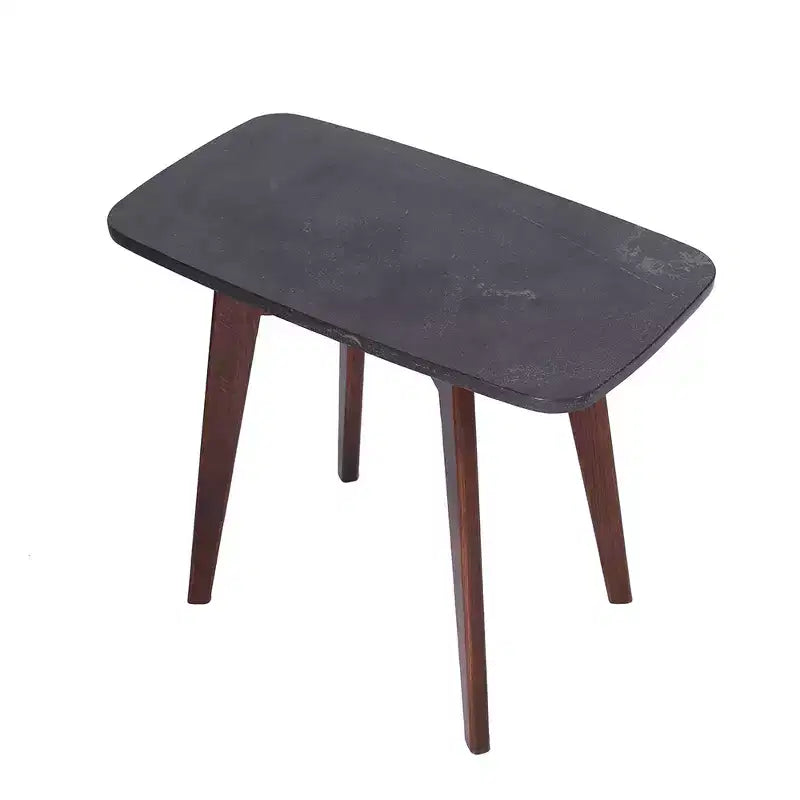 Table d'appoint rectangulaire en marbre noir italien Cima de la collection Bianco