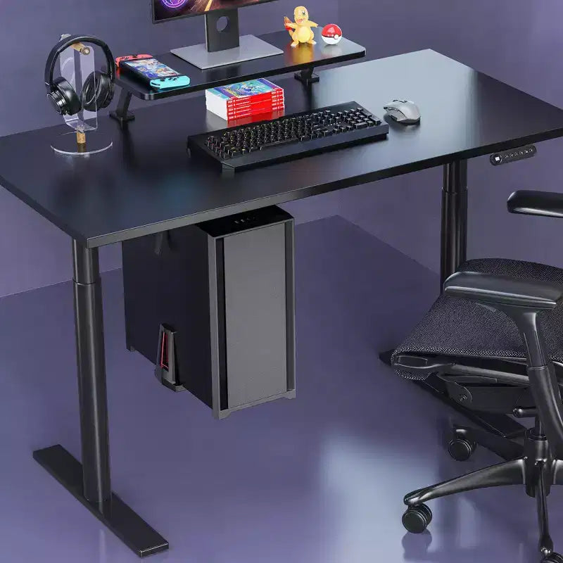 Mount-It! Support d'ordinateur de luxe robuste pour dessous de bureau | Support de processeur réglable en hauteur avec rails coulissants | Capacité de poids de 15 kg | Noir