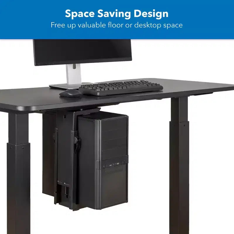 Mount-It! Support d'ordinateur de luxe robuste pour dessous de bureau | Support de processeur réglable en hauteur avec rails coulissants | Capacité de poids de 15 kg | Noir