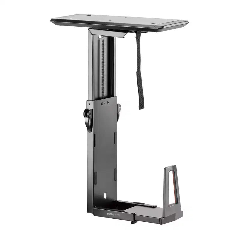 Mount-It! Support d'ordinateur de luxe robuste pour dessous de bureau | Support de processeur réglable en hauteur avec rails coulissants | Capacité de poids de 15 kg | Noir