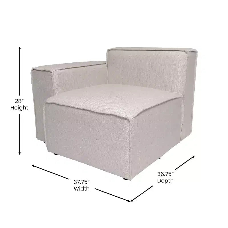 Fauteuil modulaire Emma et Oliver côté gauche avec accoudoir