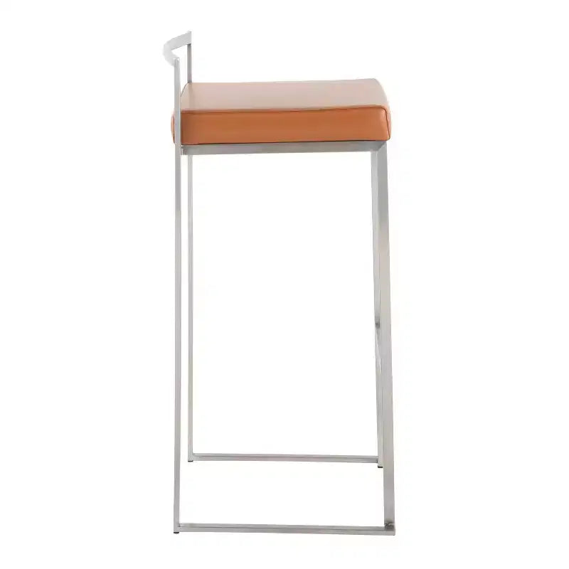 Lot de 2 tabourets de bar empilables Fuji cuir/acier - LumiSource