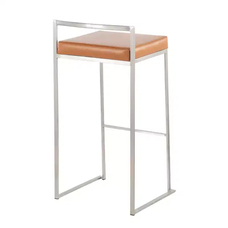 Lot de 2 tabourets de bar empilables Fuji cuir/acier - LumiSource