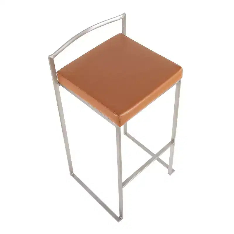 Lot de 2 tabourets de bar empilables Fuji cuir/acier - LumiSource