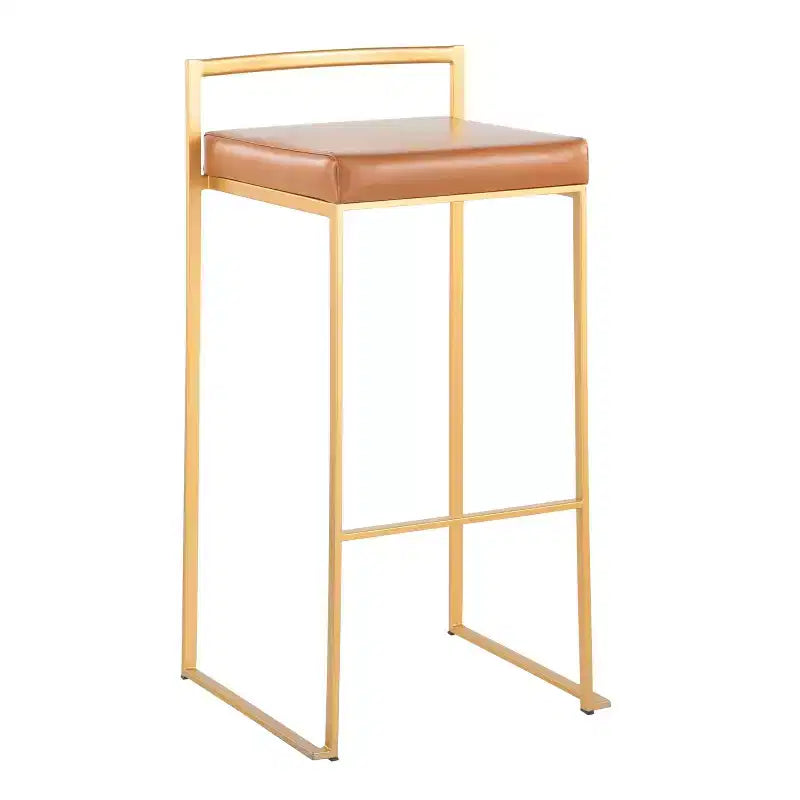 Lot de 2 tabourets de bar empilables Fuji cuir/acier - LumiSource