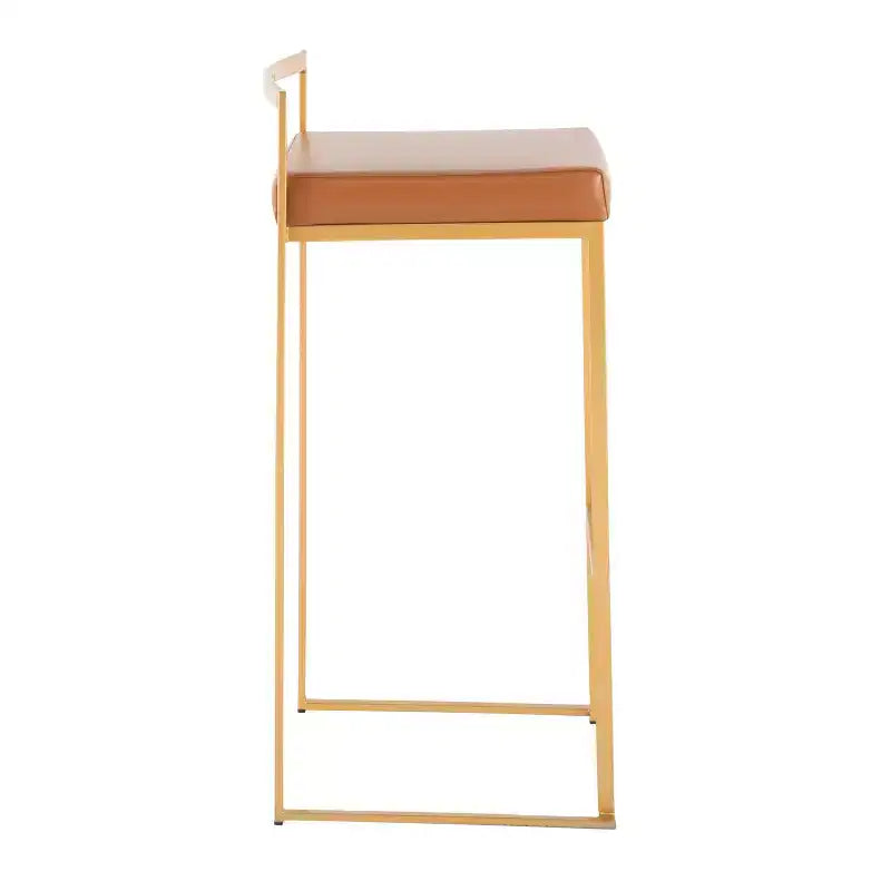 Lot de 2 tabourets de bar empilables Fuji cuir/acier - LumiSource