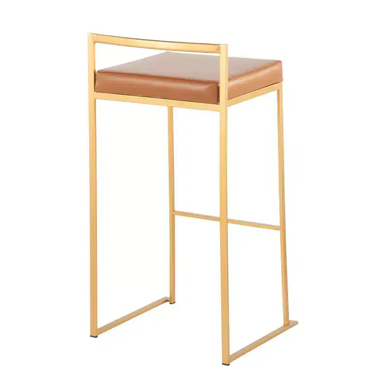 Lot de 2 tabourets de bar empilables Fuji cuir/acier - LumiSource