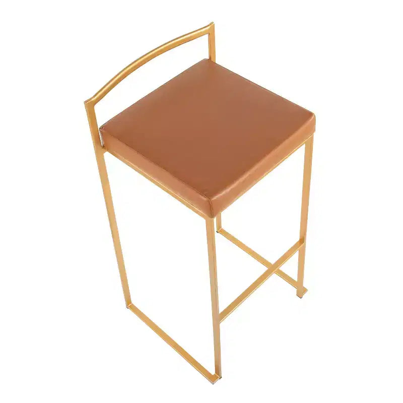 Lot de 2 tabourets de bar empilables Fuji cuir/acier - LumiSource