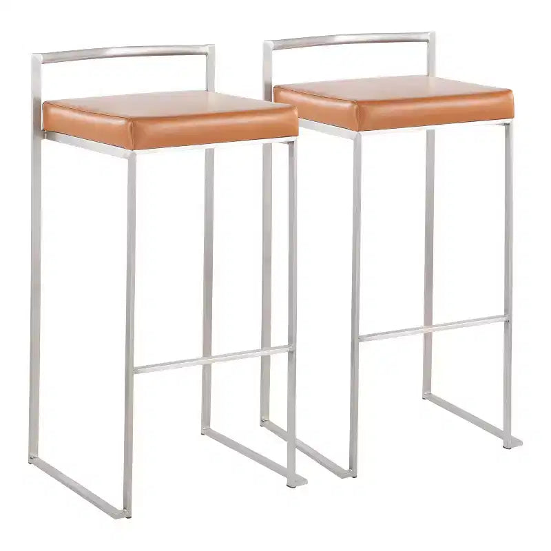 Lot de 2 tabourets de bar empilables Fuji cuir/acier - LumiSource