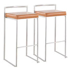 Lot de 2 tabourets de bar empilables Fuji cuir/acier - LumiSource