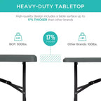 Best Choice Products Table pliante en plastique de 1,8 m, usage intérieur/extérieur robuste portable avec poignée, verrouillage