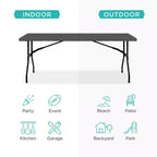 Best Choice Products Table pliante en plastique de 1,8 m, usage intérieur/extérieur robuste portable avec poignée, verrouillage