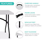 Best Choice Products Table pliante en plastique de 1,8 m, usage intérieur/extérieur robuste portable avec poignée, verrouillage