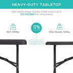 Best Choice Products Table pliante en plastique de 1,8 m, usage intérieur/extérieur robuste portable avec poignée, verrouillage