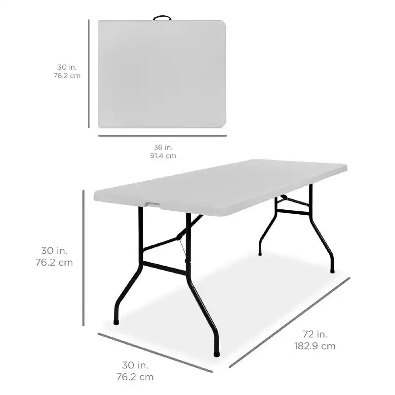 Best Choice Products Table pliante en plastique de 1,8 m, usage intérieur/extérieur robuste portable avec poignée, verrouillage