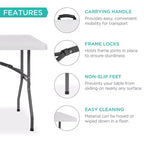Best Choice Products Table pliante en plastique de 1,8 m, usage intérieur/extérieur robuste portable avec poignée, verrouillage
