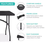 Best Choice Products Table pliante en plastique de 1,8 m, usage intérieur/extérieur robuste portable avec poignée, verrouillage