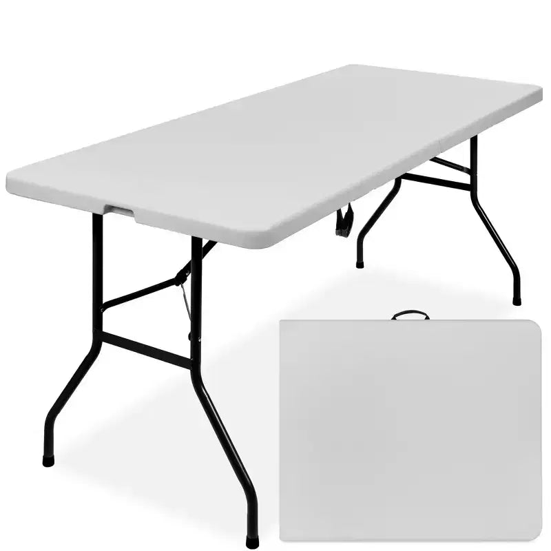 Best Choice Products Table pliante en plastique de 1,8 m, usage intérieur/extérieur robuste portable avec poignée, verrouillage