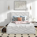 Queen Size Platform Bed with Headboard & Storage Frame
