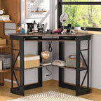 Corner Desk Small Desk with Outlets Corner Table for Small Space, Computer Desk with USB Ports Triangle Desk with Storage