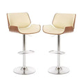 Set of 2 Leatherette Adjustable Height Swivel Bar Stools Chrome Plated Base - Glitzhome