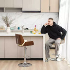 Lot de 2 tabourets de bar pivotants réglables en hauteur en similicuir avec base chromée - Glitzhome