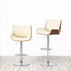 Lot de 2 tabourets de bar pivotants réglables en hauteur en similicuir avec base chromée - Glitzhome