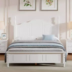 Cadre de lit plateforme en bois Queen/grand lit avec tête de lit de style rétro et support de lattes en bois-ModernLuxe