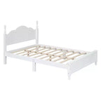 Cadre de lit plateforme en bois Queen/grand lit avec tête de lit de style rétro et support de lattes en bois-ModernLuxe