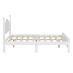 Cadre de lit plateforme en bois Queen/grand lit avec tête de lit de style rétro et support de lattes en bois-ModernLuxe