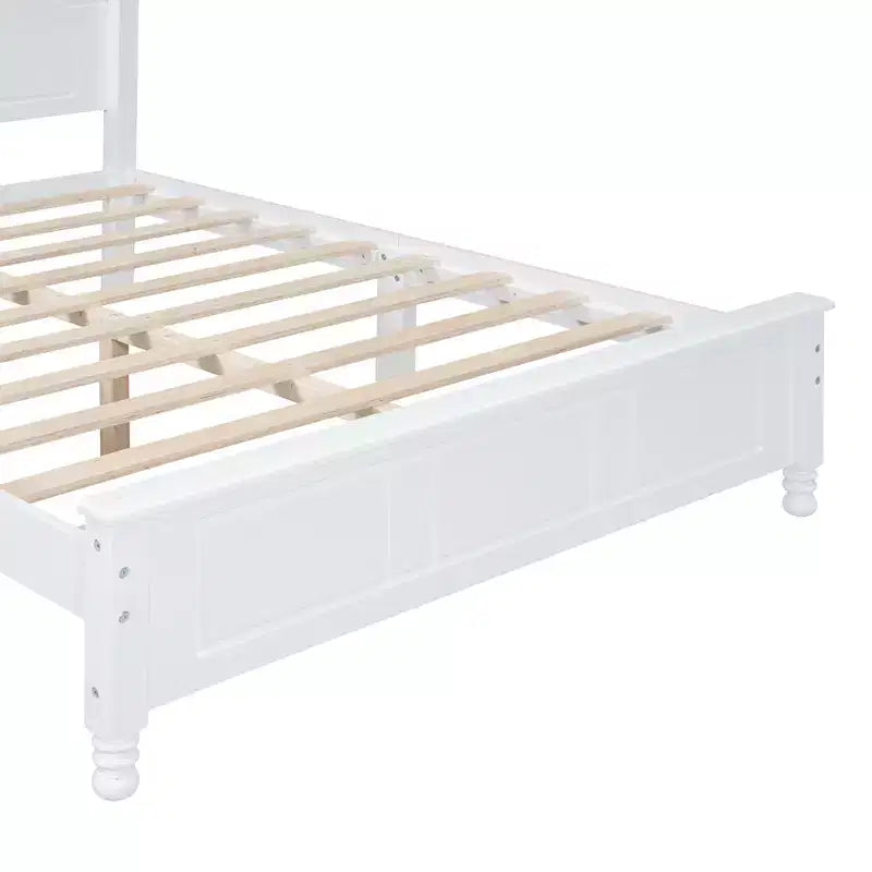 Cadre de lit plateforme en bois Queen/grand lit avec tête de lit de style rétro et support de lattes en bois-ModernLuxe