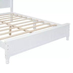 Cadre de lit plateforme en bois Queen/grand lit avec tête de lit de style rétro et support de lattes en bois-ModernLuxe