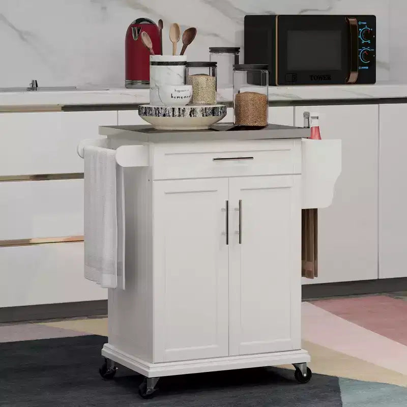 HOMCOM Desserte de cuisine roulante, chariot de rangement à roulettes avec tiroir