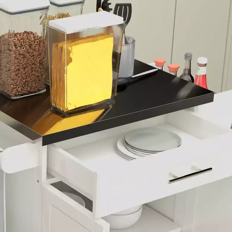 HOMCOM Desserte de cuisine roulante, chariot de rangement à roulettes avec tiroir