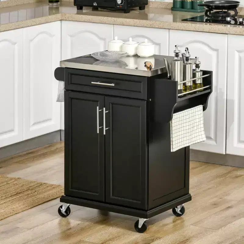 HOMCOM Desserte de cuisine roulante, chariot de rangement à roulettes avec tiroir