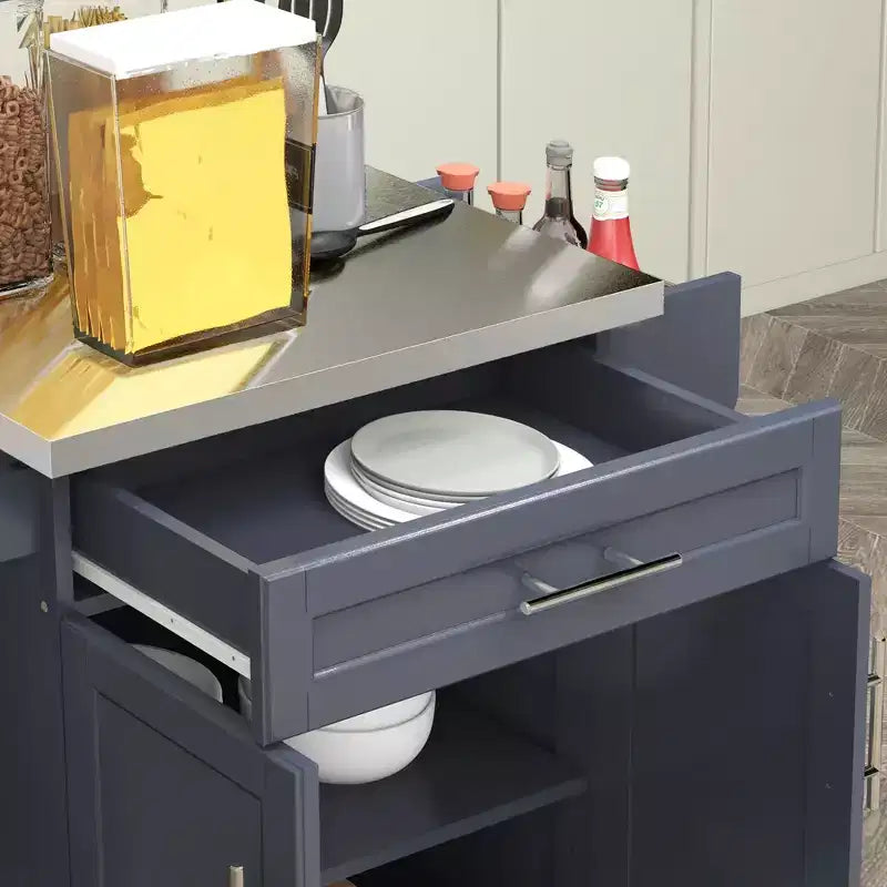 HOMCOM Desserte de cuisine roulante, chariot de rangement à roulettes avec tiroir
