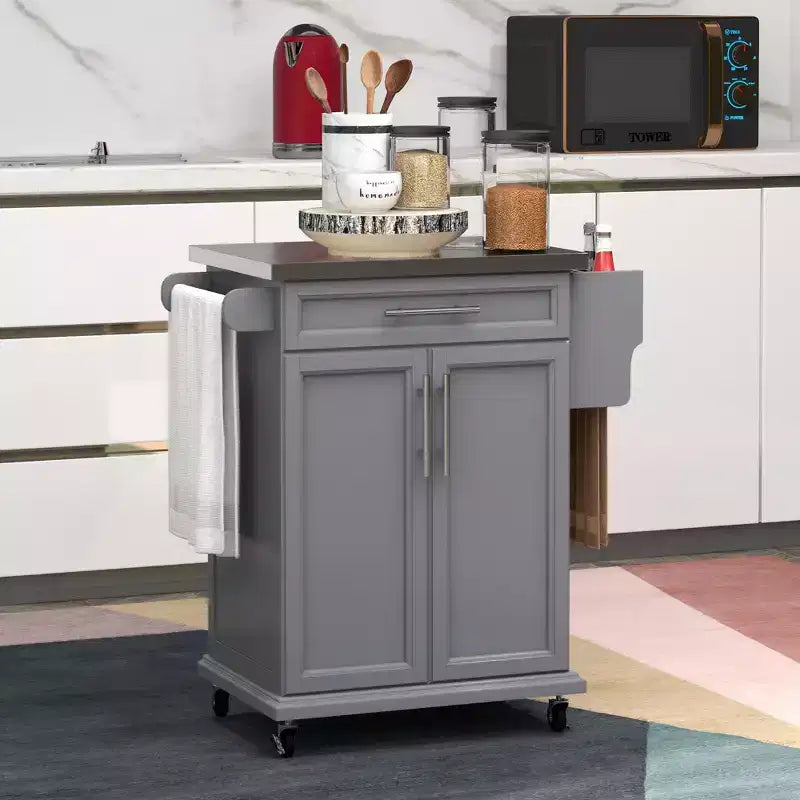 HOMCOM Desserte de cuisine roulante, chariot de rangement à roulettes avec tiroir