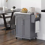 HOMCOM Desserte de cuisine roulante, chariot de rangement à roulettes avec tiroir