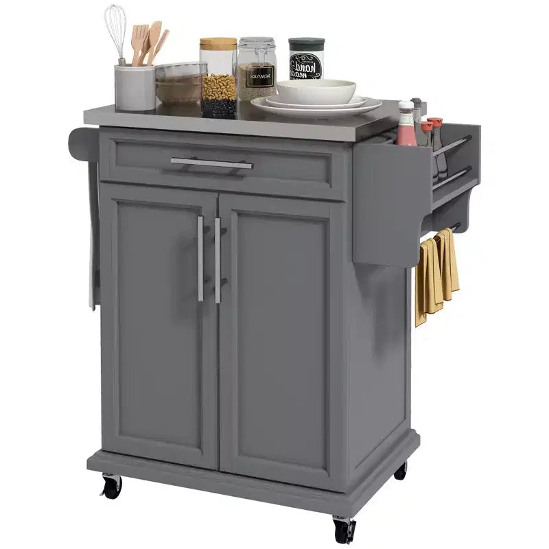HOMCOM Desserte de cuisine roulante, chariot de rangement à roulettes avec tiroir