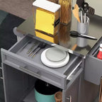 HOMCOM Desserte de cuisine roulante, chariot de rangement à roulettes avec tiroir