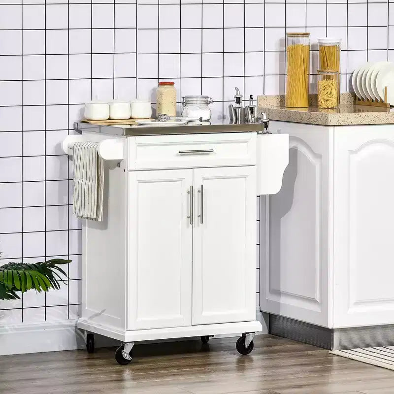 HOMCOM Desserte de cuisine roulante, chariot de rangement à roulettes avec tiroir