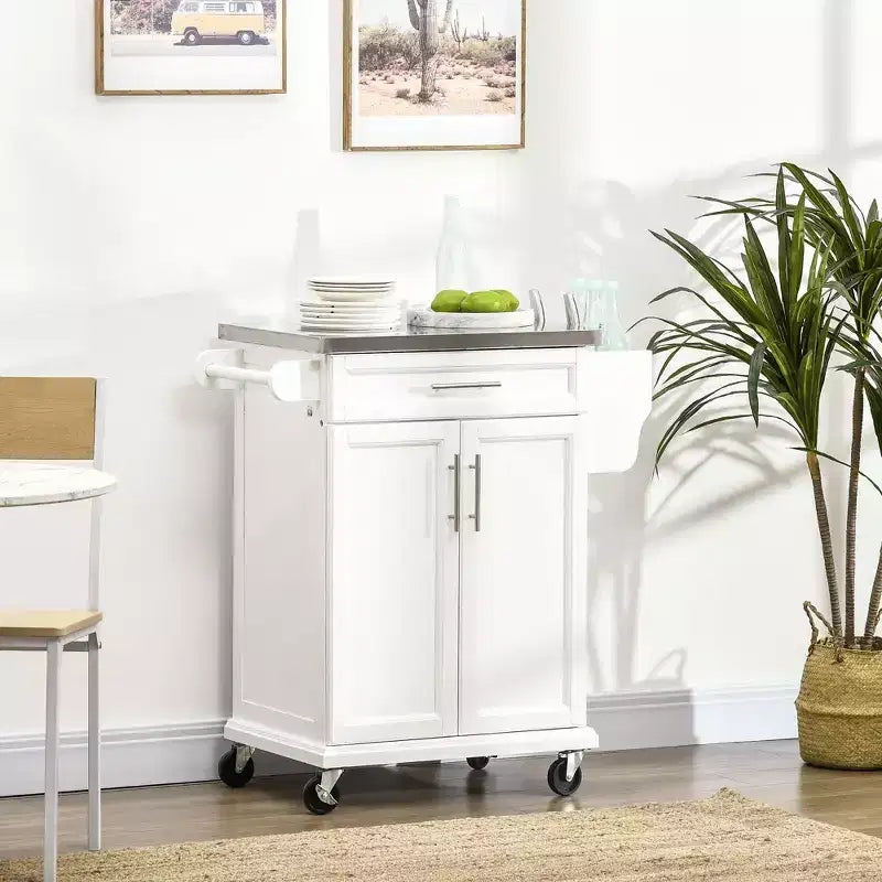 HOMCOM Desserte de cuisine roulante, chariot de rangement à roulettes avec tiroir