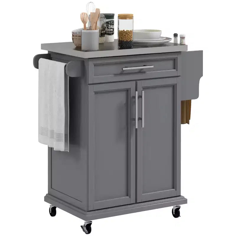 HOMCOM Desserte de cuisine roulante, chariot de rangement à roulettes avec tiroir