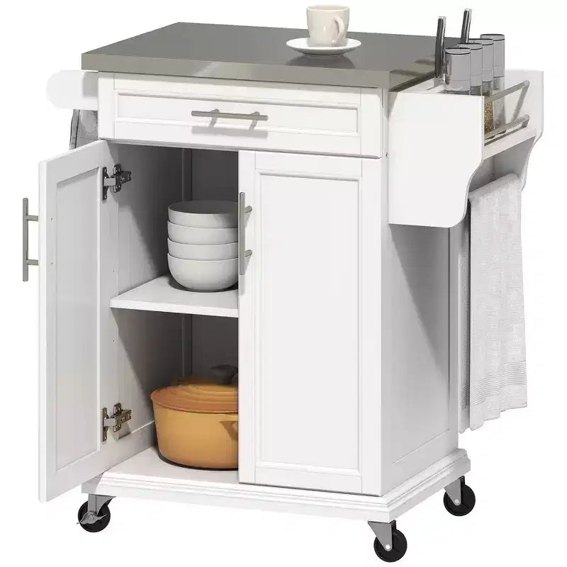 HOMCOM Desserte de cuisine roulante, chariot de rangement à roulettes avec tiroir