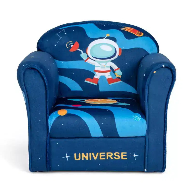 Costway Canapé pour enfants Fauteuil rembourré pour tout-petits avec accoudoirs et cadre en bois massif Bleu marine
