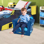 Costway Canapé pour enfants Fauteuil rembourré pour tout-petits avec accoudoirs et cadre en bois massif Bleu marine