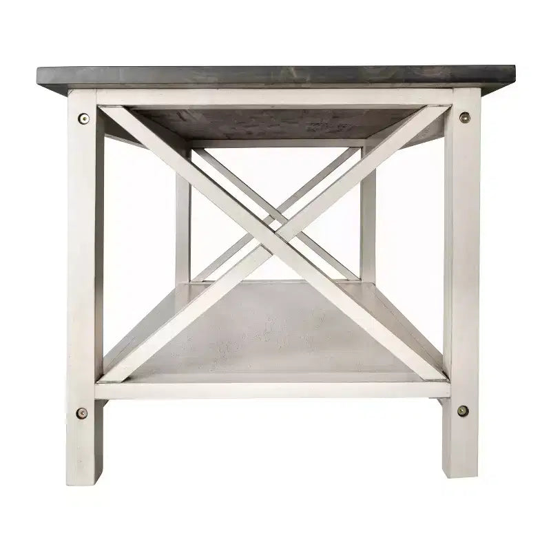 Table basse rustique Merrick Lane avec étagère inférieure, table d'appoint en bois massif de style ferme