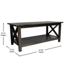 Table basse rustique Merrick Lane avec étagère inférieure, table d'appoint en bois massif de style ferme